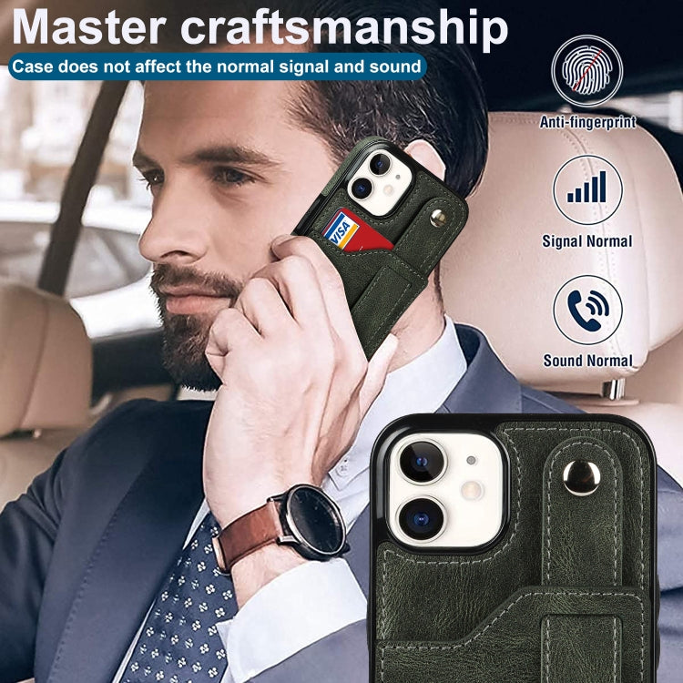 For iPhone 12 mini Crazy Horse Texture Shockproof TPU + PU Leather Case with Card Slot & Wrist Strap Holder