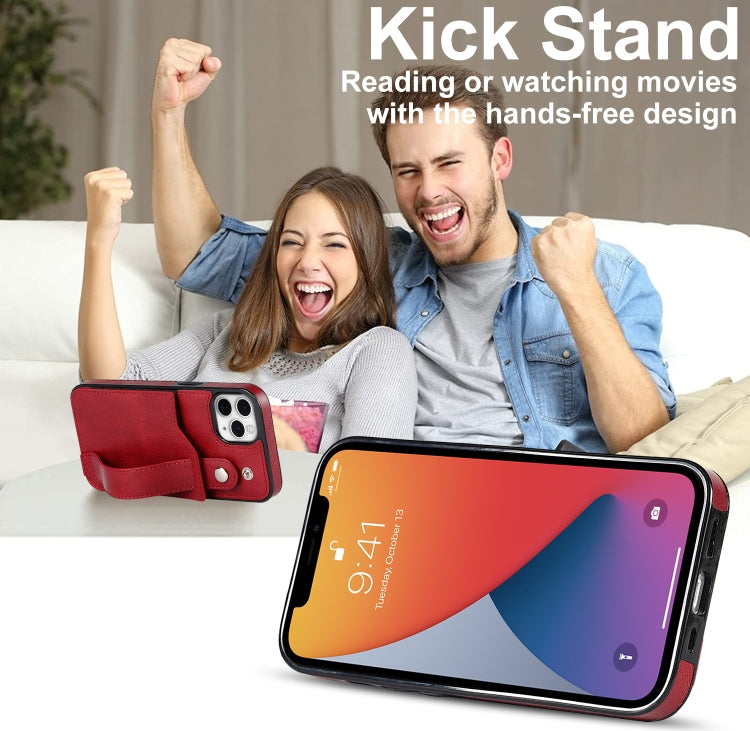 For iPhone 11 Pro Max Crazy Horse Texture Shockproof TPU + PU Leather Case with Card Slot & Wrist Strap Holder