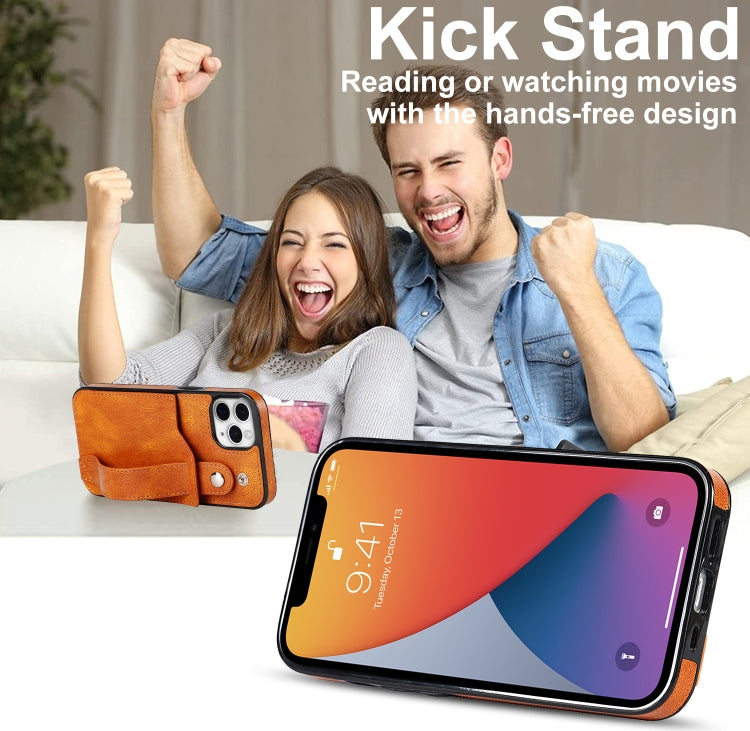 For iPhone 11 Pro Max Crazy Horse Texture Shockproof TPU + PU Leather Case with Card Slot & Wrist Strap Holder