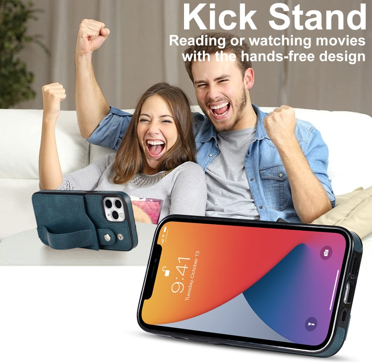 For iPhone 11 Pro Max Crazy Horse Texture Shockproof TPU + PU Leather Case with Card Slot & Wrist Strap Holder