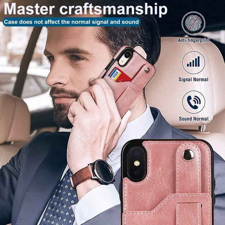 For iPhone X / XS Crazy Horse Texture Shockproof TPU + PU Leather Case with Card Slot & Wrist Strap Holder