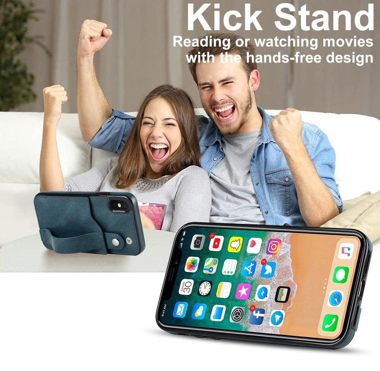 For iPhone X / XS Crazy Horse Texture Shockproof TPU + PU Leather Case with Card Slot & Wrist Strap Holder