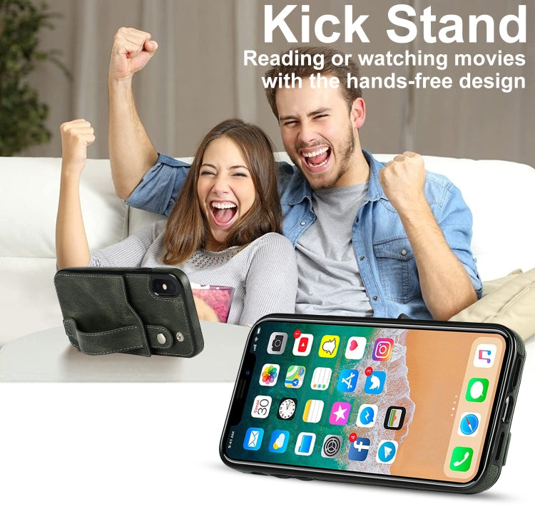 For iPhone X / XS Crazy Horse Texture Shockproof TPU + PU Leather Case with Card Slot & Wrist Strap Holder