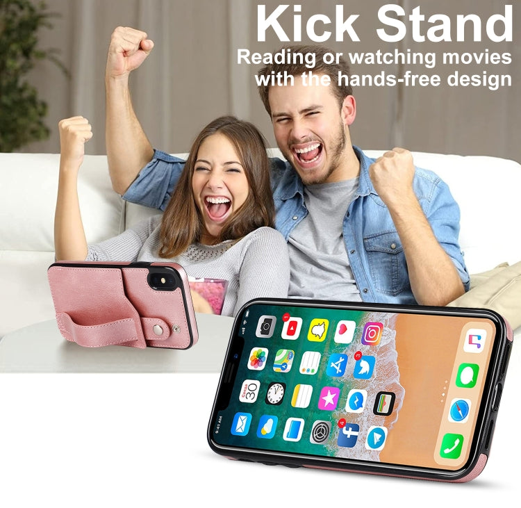 For iPhone XS Max Crazy Horse Texture Shockproof TPU + PU Leather Case with Card Slot & Wrist Strap Holder