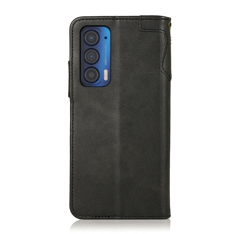 For Motorola Edge (2021) KHAZNEH Dual-Splicing Cowhide Texture Horizontal Flip Leather Case with Holder & Card Slots & Wallet & Photo Frame & Lanyard