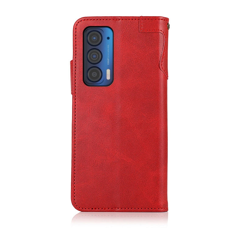 For Motorola Edge (2021) KHAZNEH Dual-Splicing Cowhide Texture Horizontal Flip Leather Case with Holder & Card Slots & Wallet & Photo Frame & Lanyard