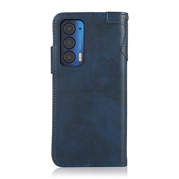 For Motorola Edge (2021) KHAZNEH Dual-Splicing Cowhide Texture Horizontal Flip Leather Case with Holder & Card Slots & Wallet & Photo Frame & Lanyard