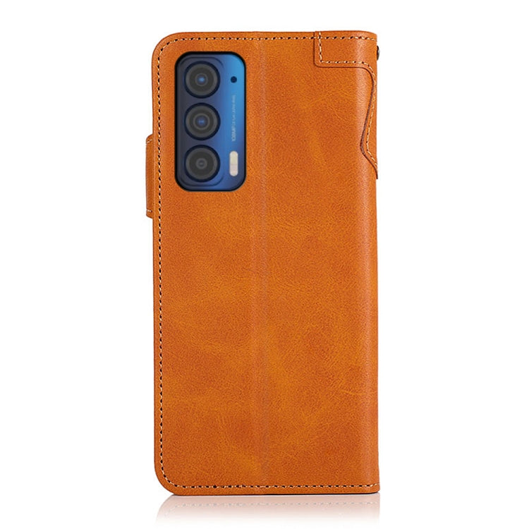 For Motorola Edge (2021) KHAZNEH Dual-Splicing Cowhide Texture Horizontal Flip Leather Case with Holder & Card Slots & Wallet & Photo Frame & Lanyard