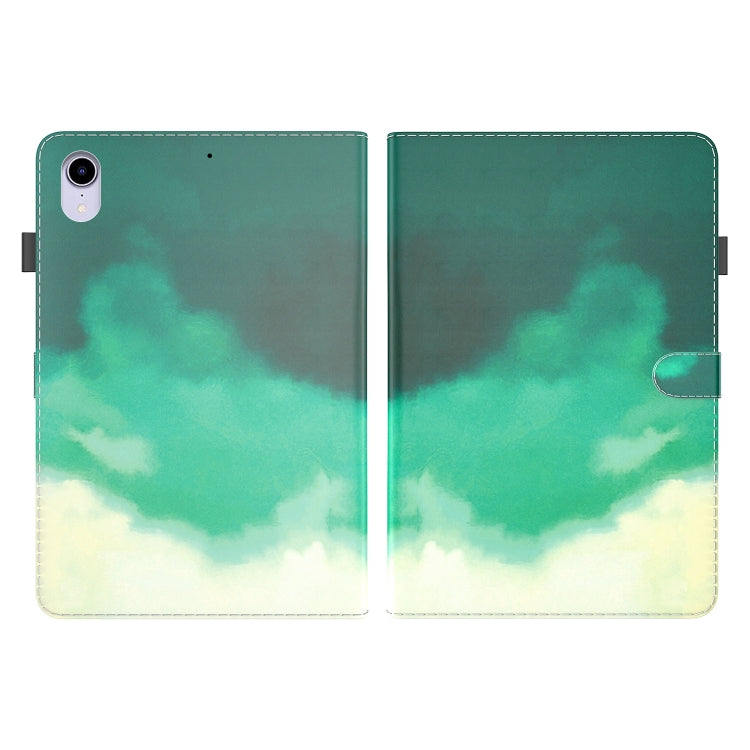 For iPad mini 6 Watercolor Pattern Skin Feel Magnetic Horizontal Flip PU Leather Tablet Case with Holder & Card Slots & Photo Frame