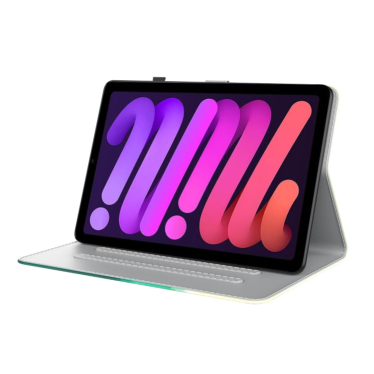 For iPad mini 6 Watercolor Pattern Skin Feel Magnetic Horizontal Flip PU Leather Tablet Case with Holder & Card Slots & Photo Frame