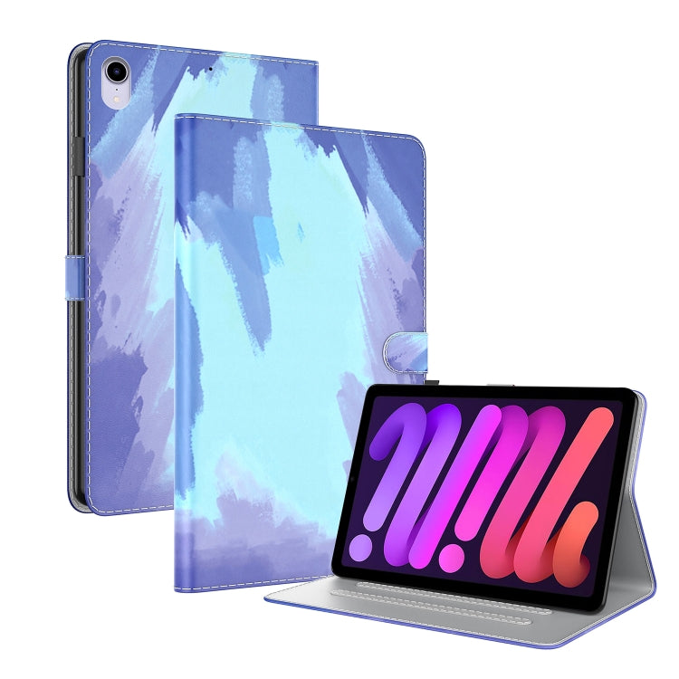 For iPad mini 6 Watercolor Pattern Skin Feel Magnetic Horizontal Flip PU Leather Tablet Case with Holder & Card Slots & Photo Frame