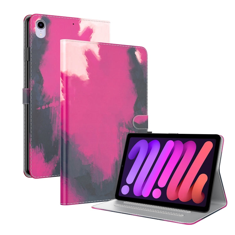 For iPad mini 6 Watercolor Pattern Skin Feel Magnetic Horizontal Flip PU Leather Tablet Case with Holder & Card Slots & Photo Frame