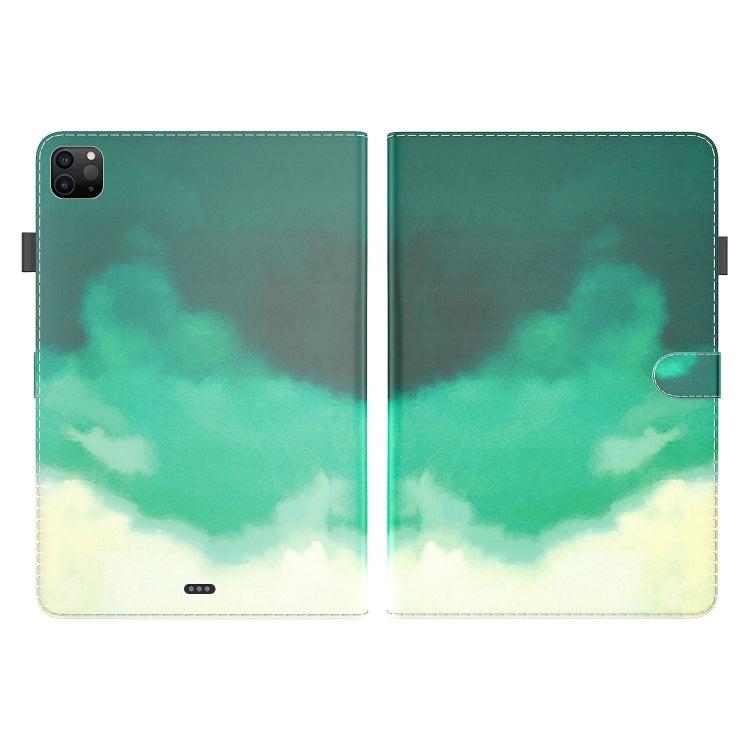 For iPad Pro 12.9 2022 / 2021 / 2020 Watercolor Pattern Skin Feel Magnetic Horizontal Flip PU Leather Tablet Case with Holder & Card Slots & Photo Frame & Sleep / Wake-up Function