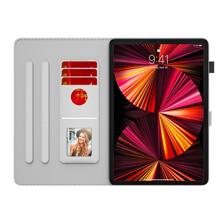 For iPad Pro 12.9 2022 / 2021 / 2020 Watercolor Pattern Skin Feel Magnetic Horizontal Flip PU Leather Tablet Case with Holder & Card Slots & Photo Frame & Sleep / Wake-up Function