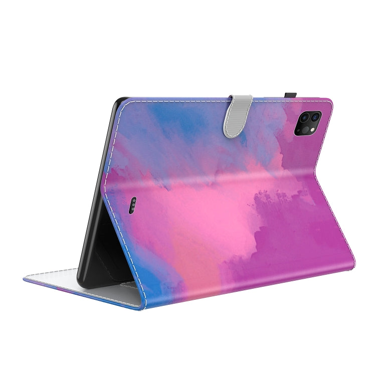 For iPad Pro 12.9 2022 / 2021 / 2020 Watercolor Pattern Skin Feel Magnetic Horizontal Flip PU Leather Tablet Case with Holder & Card Slots & Photo Frame & Sleep / Wake-up Function