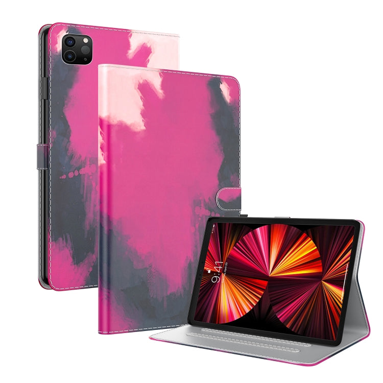 For iPad Pro 12.9 2022 / 2021 / 2020 Watercolor Pattern Skin Feel Magnetic Horizontal Flip PU Leather Tablet Case with Holder & Card Slots & Photo Frame & Sleep / Wake-up Function