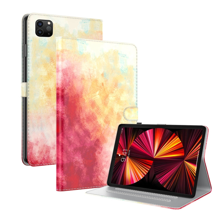 For iPad Pro 11 2022 / 2021 / 2018 / Air 2020 10.9 Watercolor Pattern Skin Feel Magnetic Leather Tablet Case with Holder & Card Slots & Photo Frame & Sleep / Wake-up Function