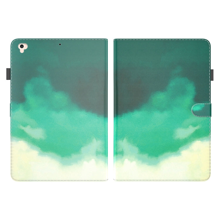 Watercolor Pattern Skin Feel Magnetic Horizontal Flip PU Leather Case with Holder & Card Slots & Photo Frame & Sleep / Wake-up Function For iPad 9.7 (2018 & 2017) / Air 2 / Air