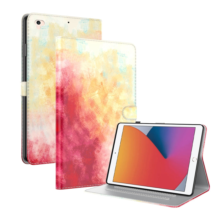 Watercolor Pattern Skin Feel Magnetic Horizontal Flip PU Leather Case with Holder & Card Slots & Photo Frame & Sleep / Wake-up Function For iPad 9.7 (2018 & 2017) / Air 2 / Air