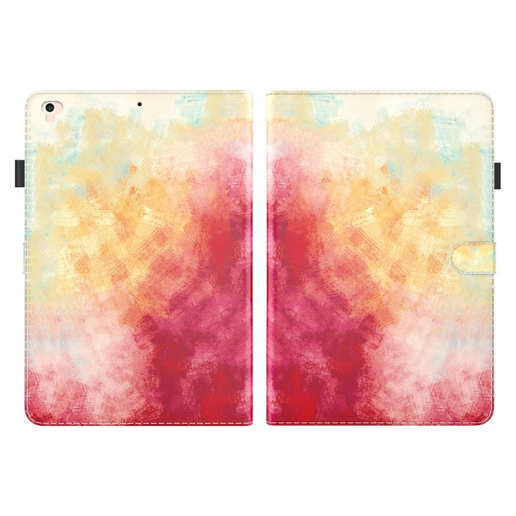 Watercolor Pattern Skin Feel Magnetic Horizontal Flip PU Leather Case with Holder & Card Slots & Photo Frame & Sleep / Wake-up Function For iPad 9.7 (2018 & 2017) / Air 2 / Air