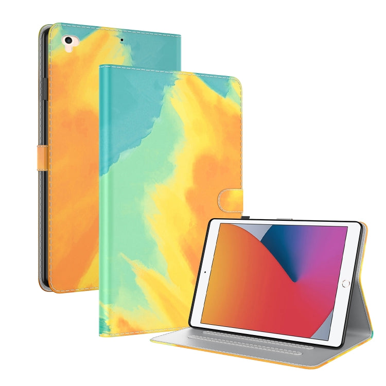 Watercolor Pattern Skin Feel Magnetic Horizontal Flip PU Leather Case with Holder & Card Slots & Photo Frame & Sleep / Wake-up Function For iPad 9.7 (2018 & 2017) / Air 2 / Air