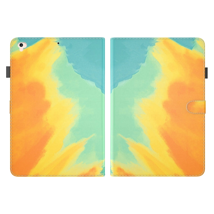 Watercolor Pattern Skin Feel Magnetic Horizontal Flip PU Leather Case with Holder & Card Slots & Photo Frame & Sleep / Wake-up Function For iPad 9.7 (2018 & 2017) / Air 2 / Air