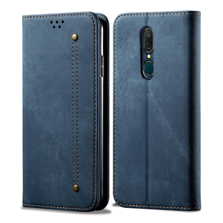 For OPPO A9 / F11 Denim Texture Casual Style Horizontal Flip Leather Case with Holder & Card Slots & Wallet