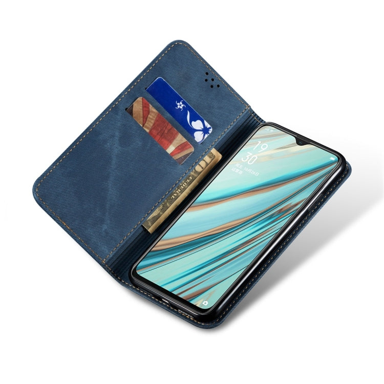 For OPPO A9 / F11 Denim Texture Casual Style Horizontal Flip Leather Case with Holder & Card Slots & Wallet