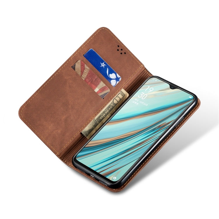 For OPPO A9 / F11 Denim Texture Casual Style Horizontal Flip Leather Case with Holder & Card Slots & Wallet