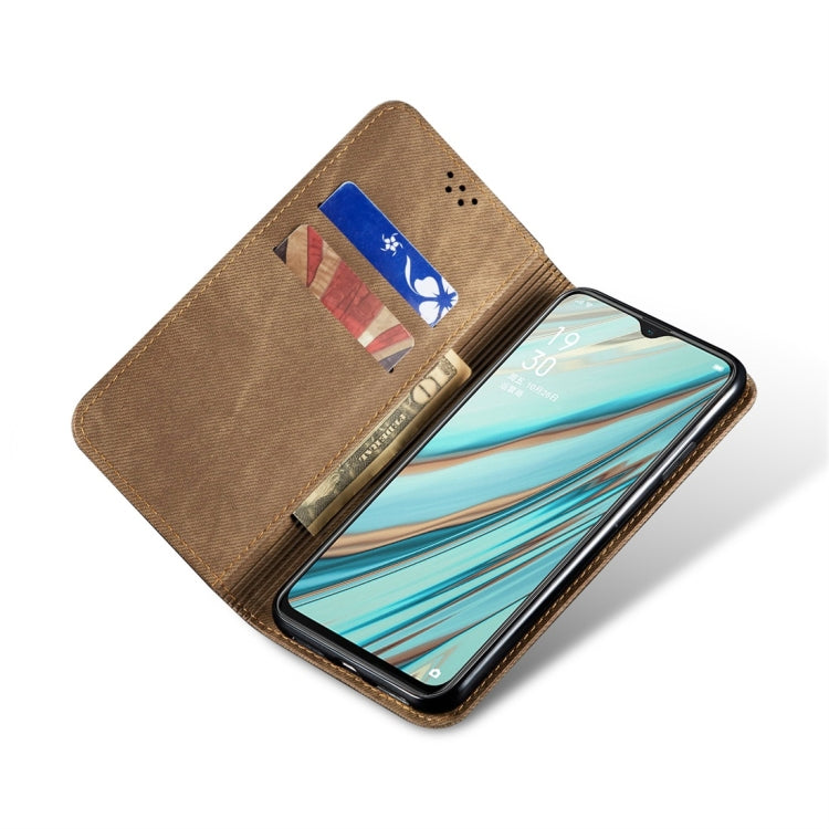 For OPPO A9 / F11 Denim Texture Casual Style Horizontal Flip Leather Case with Holder & Card Slots & Wallet