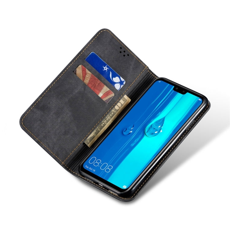 For Huawei Y9 (2019) Denim Texture Casual Style Horizontal Flip Leather Case with Holder & Card Slots & Wallet
