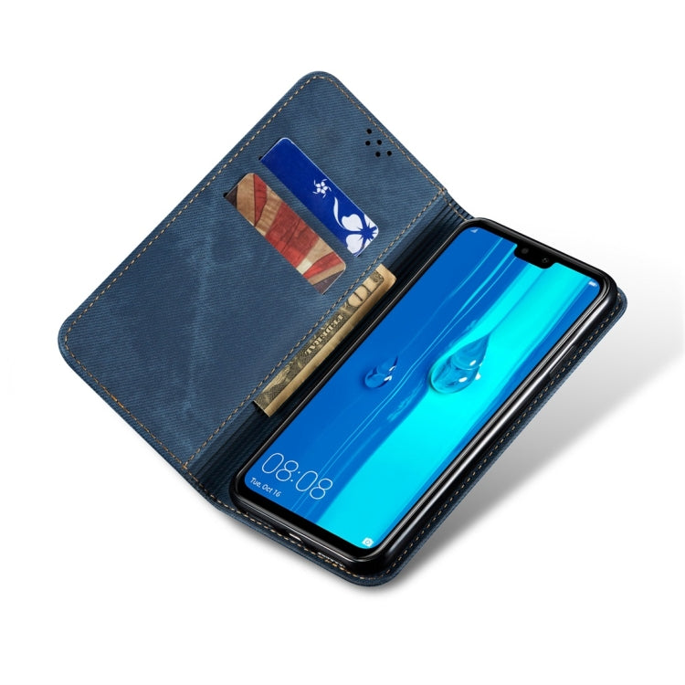 For Huawei Y9 (2019) Denim Texture Casual Style Horizontal Flip Leather Case with Holder & Card Slots & Wallet