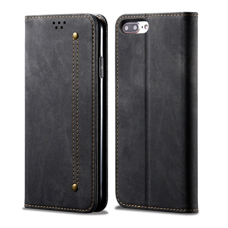 For iPhone 7 Plus / 8 Plus Denim Texture Casual Style Horizontal Flip Leather Case with Holder & Card Slots & Wallet