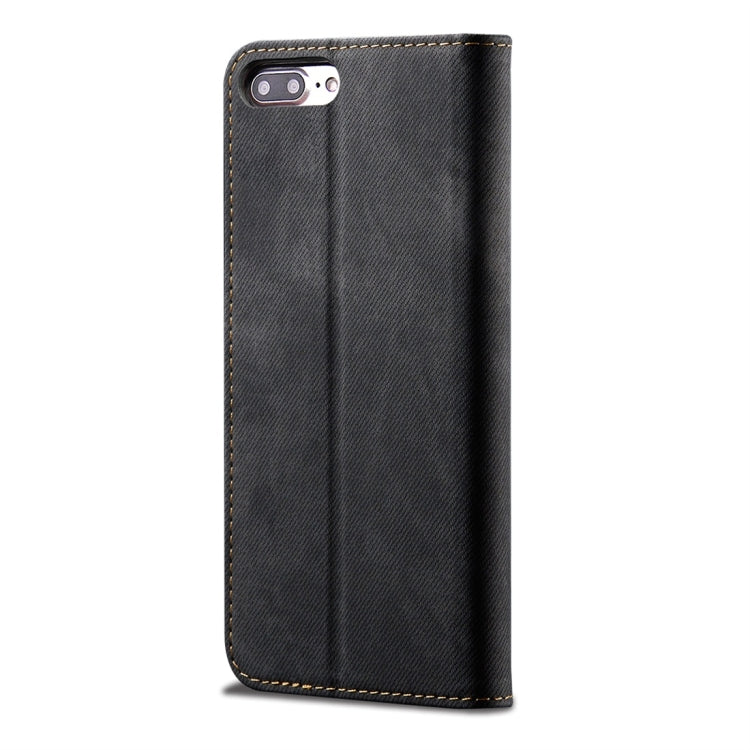 For iPhone 7 Plus / 8 Plus Denim Texture Casual Style Horizontal Flip Leather Case with Holder & Card Slots & Wallet