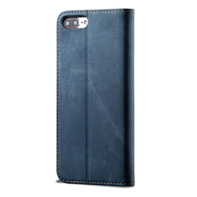 For iPhone 7 Plus / 8 Plus Denim Texture Casual Style Horizontal Flip Leather Case with Holder & Card Slots & Wallet