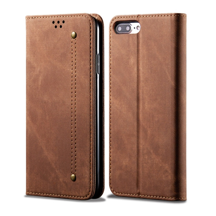 For iPhone 7 Plus / 8 Plus Denim Texture Casual Style Horizontal Flip Leather Case with Holder & Card Slots & Wallet