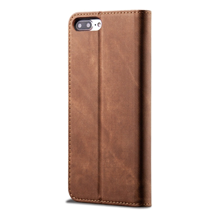 For iPhone 7 Plus / 8 Plus Denim Texture Casual Style Horizontal Flip Leather Case with Holder & Card Slots & Wallet