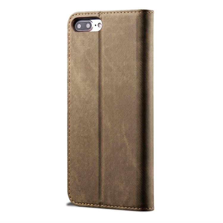 For iPhone 7 Plus / 8 Plus Denim Texture Casual Style Horizontal Flip Leather Case with Holder & Card Slots & Wallet