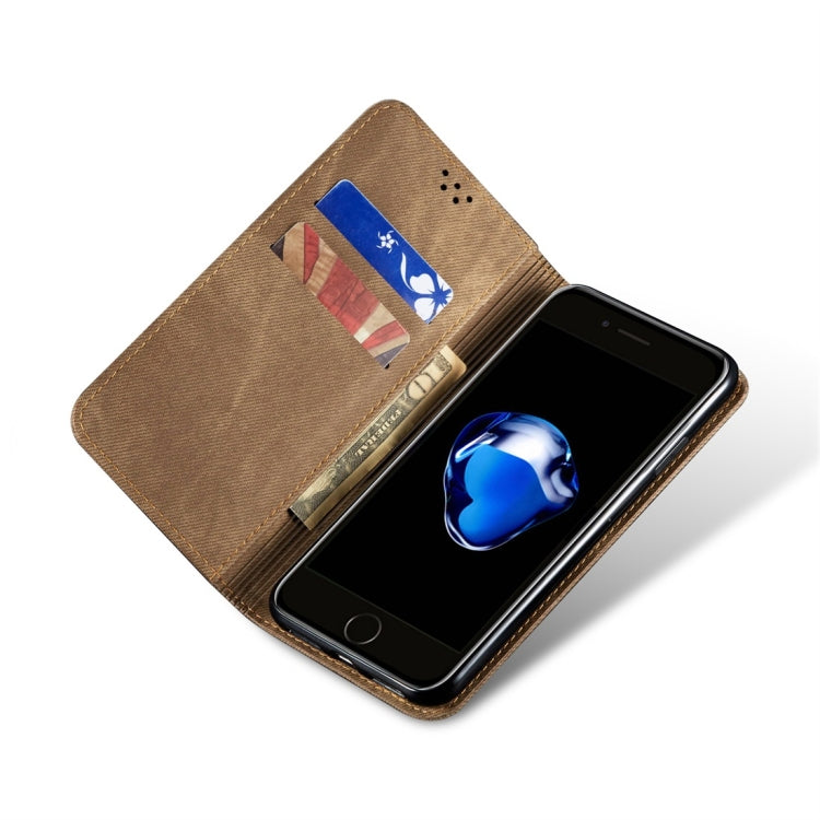 For iPhone 7 Plus / 8 Plus Denim Texture Casual Style Horizontal Flip Leather Case with Holder & Card Slots & Wallet
