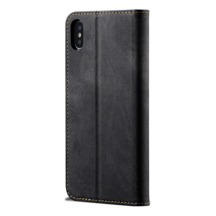For iPhone X / XS Denim Texture Casual Style Horizontal Flip Leather Case with Holder & Card Slots & Wallet