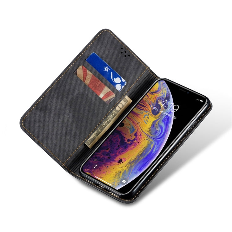 For iPhone X / XS Denim Texture Casual Style Horizontal Flip Leather Case with Holder & Card Slots & Wallet