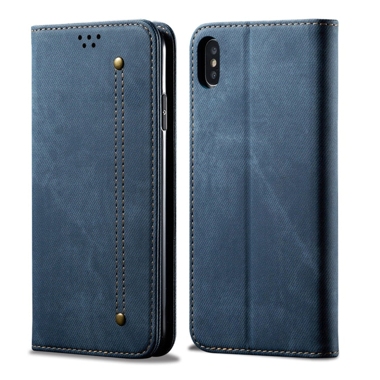 For iPhone X / XS Denim Texture Casual Style Horizontal Flip Leather Case with Holder & Card Slots & Wallet