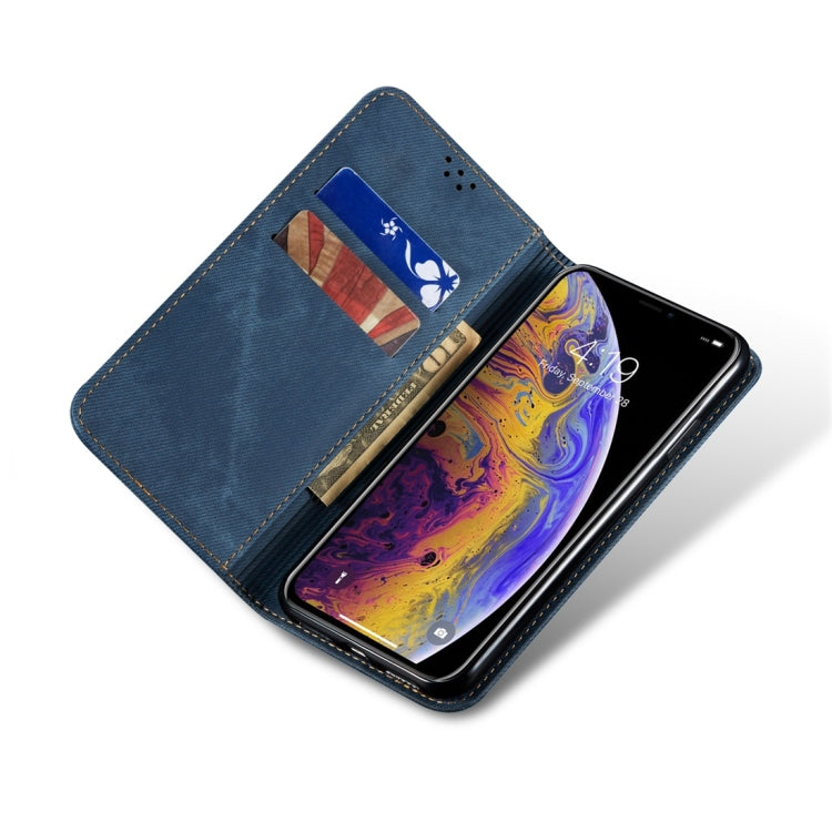 For iPhone X / XS Denim Texture Casual Style Horizontal Flip Leather Case with Holder & Card Slots & Wallet