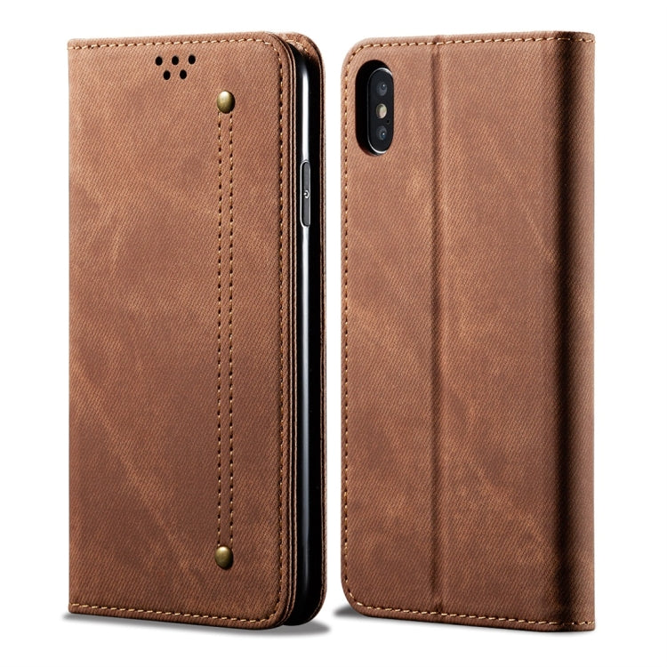 For iPhone X / XS Denim Texture Casual Style Horizontal Flip Leather Case with Holder & Card Slots & Wallet
