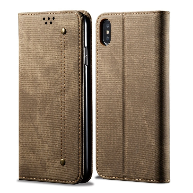 For iPhone X / XS Denim Texture Casual Style Horizontal Flip Leather Case with Holder & Card Slots & Wallet