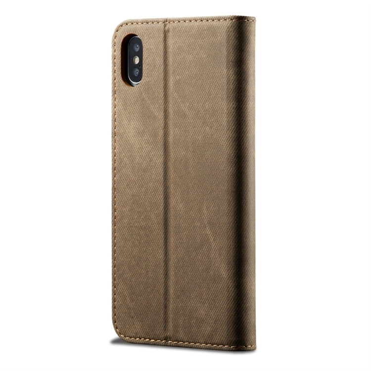 For iPhone X / XS Denim Texture Casual Style Horizontal Flip Leather Case with Holder & Card Slots & Wallet