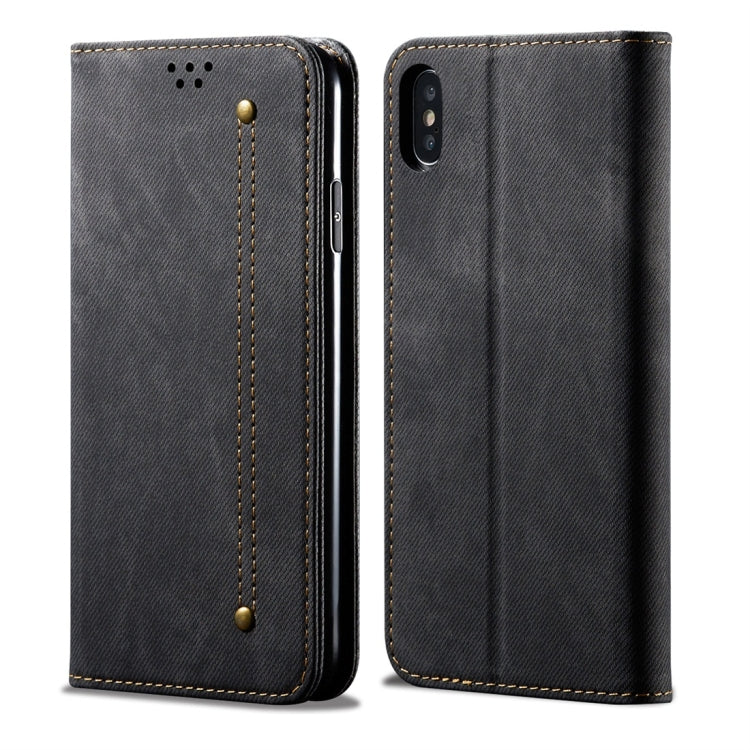 For iPhone XS Max Denim Texture Casual Style Horizontal Flip Leather Case with Holder & Card Slots & Wallet