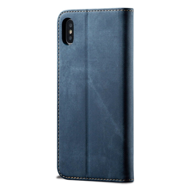 For iPhone XS Max Denim Texture Casual Style Horizontal Flip Leather Case with Holder & Card Slots & Wallet