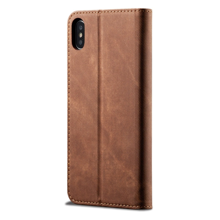 For iPhone XS Max Denim Texture Casual Style Horizontal Flip Leather Case with Holder & Card Slots & Wallet