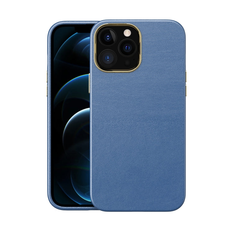 For iPhone 12 / 12 Pro Electroplating Leather Texture PC + TPU Shockproof Case